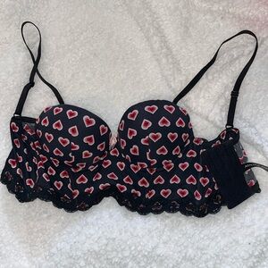 Adore Me Hearts Corset Bra 34B pink bow